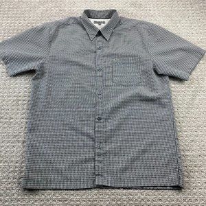 Gotcha Sport Shirt Men Medium M Gray Checkered Button Up Casual Pocket Logo